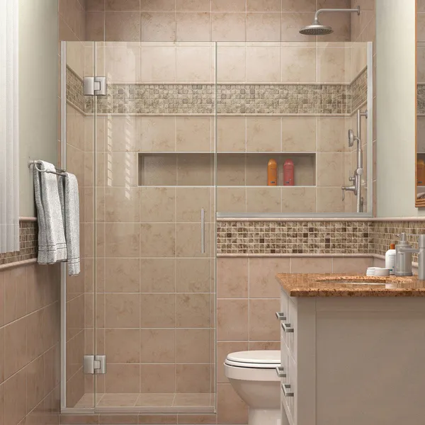 Unidoor-x 59-59.5"x72" Hinged Shower Door, Brushed Nickel, Buttress Panel 36"