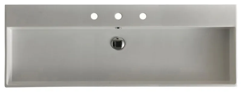 Unlimited 120 Mono Wall Mount / Vessel Bathroom Sink, Glossy White, 3 Faucet Holes