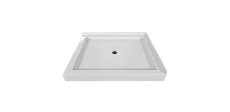 Valley Acrylic Double Threshold Acrylic Center Drain Shower Base 42", White, 42"