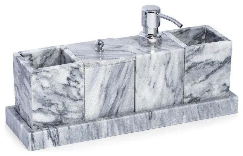 Vanity 5 Piece Marble Cloud Gray Set