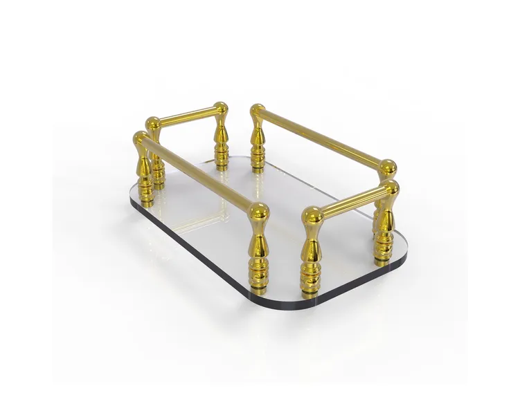 Vanity Top Glass Guest Towel Tray, Polished Brass