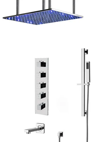 Vasto 20" Thermostatic Rainfall Mist Shower System and Handheld Shower, Chrome