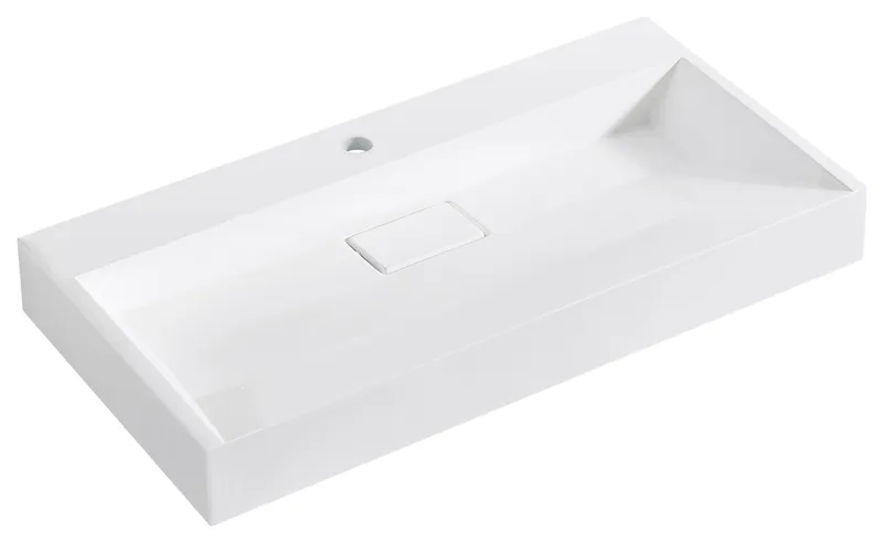 Vera Composite Granite Stone Console Bath Vanity Sink, White, 35.4"l X 18.1"w