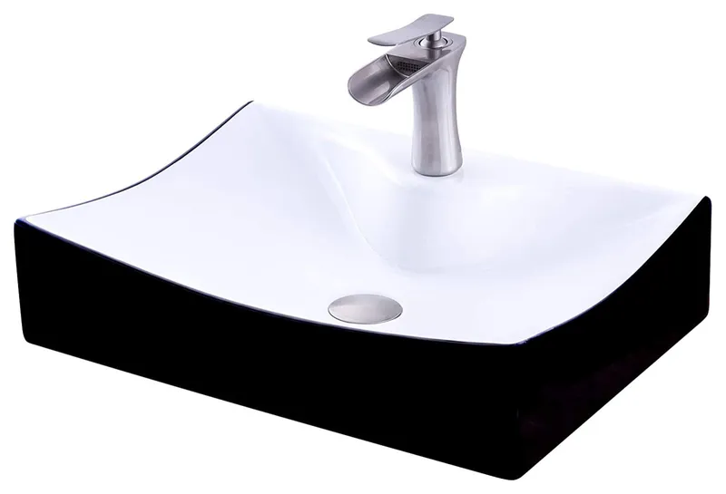 Vessel Bathroom Sink with Brushed Nickel Faucet, Scratch-Resistant Porcelain