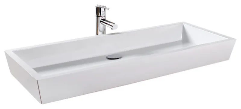 Vessel Sink VC 836A CUBE COLLECTION IN: 36x15x4.25, Glossy