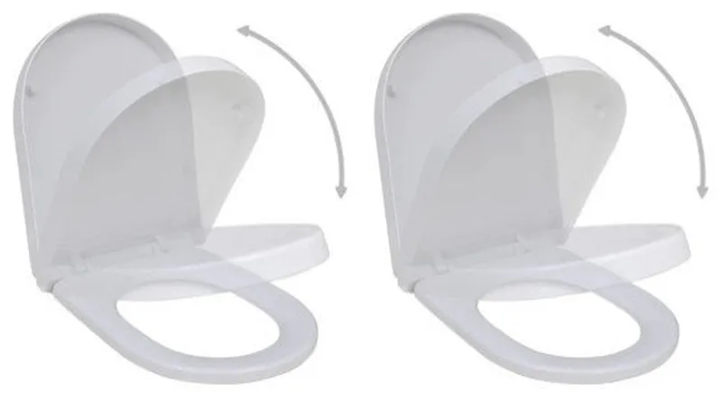 vidaXL 2x Toilet Seats with Soft Close Lids Plastic White Bathroom Accessory