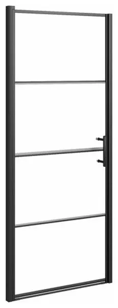 vidaXL Shower Door Half Frosted Tempered Glass Black Shower Cubicle Cabinet