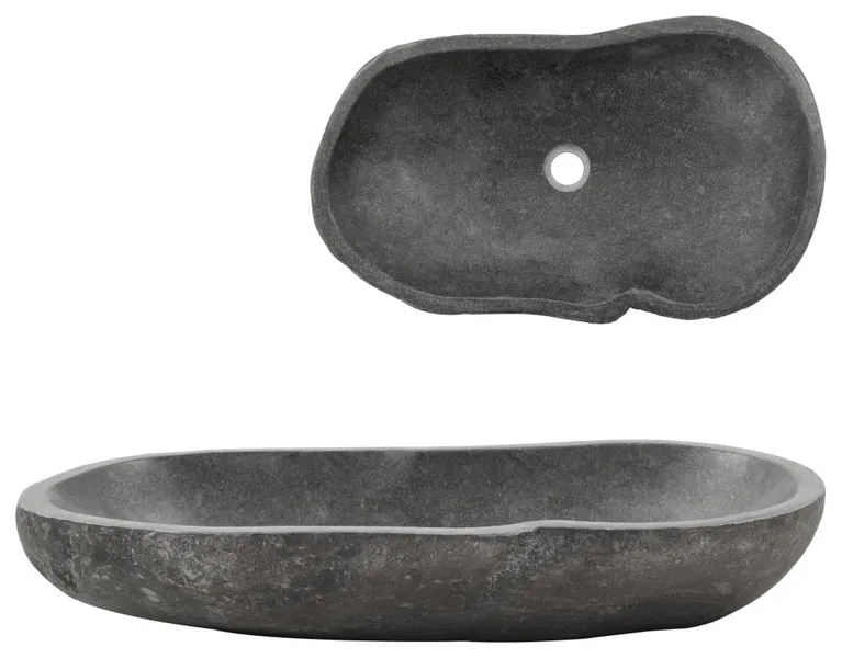 vidaXL Wash Basin River Stone Oval 23.6"-27.6