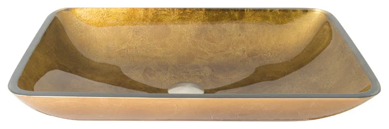 VIGO Donatello 22"L x 14"W x 5"H Glass Rectangula Vessel Bathroom Sink in Copper