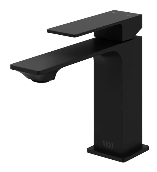 VIGO Dunn 6" H Single Handle Single Hole Bathroom Faucet, Matte Black, Without Extras
