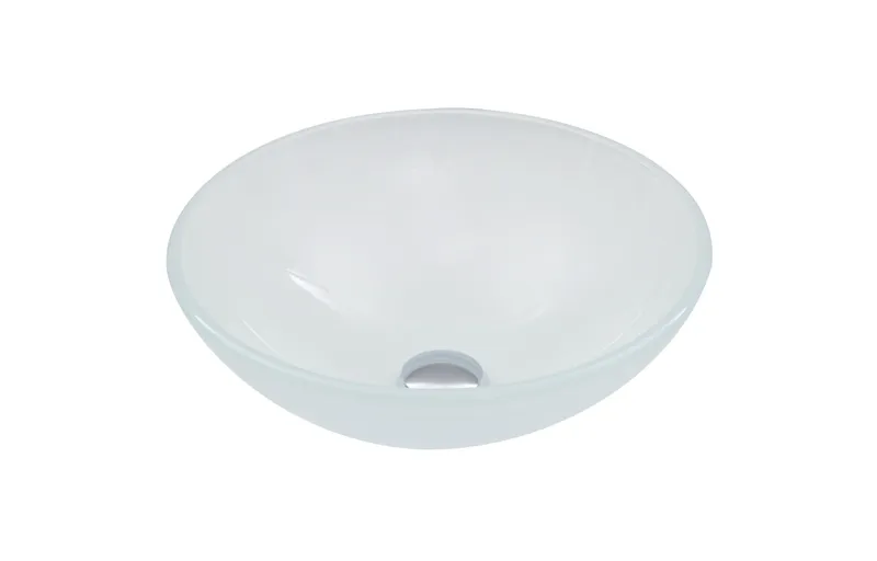 VIGO Giovanni 17"L x 17"W x 6"H Glass Round Vessel Bathroom Sink, White Frost