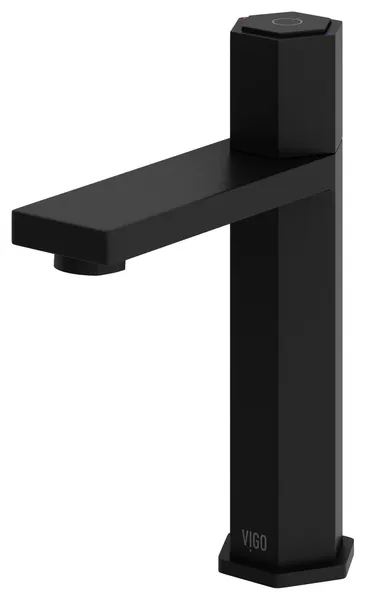 VIGO Nova 8" H Button Operated Single Hole Bathroom Faucet, Matte Black, Without Extras