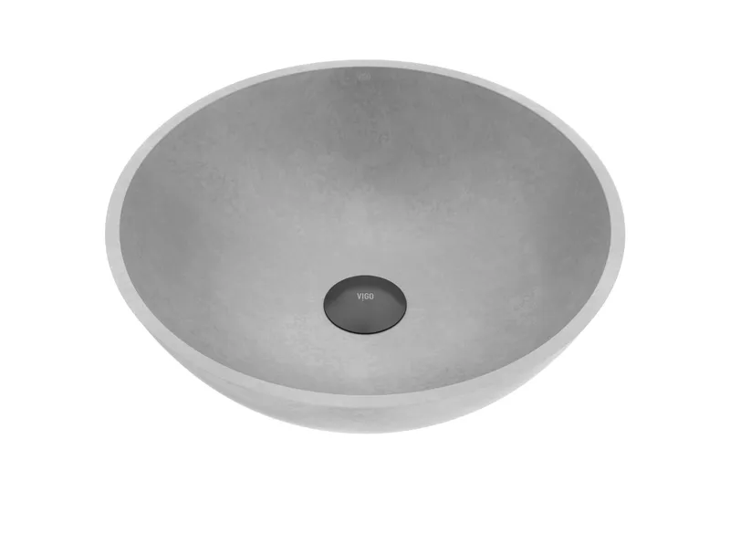 VIGO Ravenna 16"L x 16"W x 5"H Concreto Stone Round Bathroom Vessel Sink