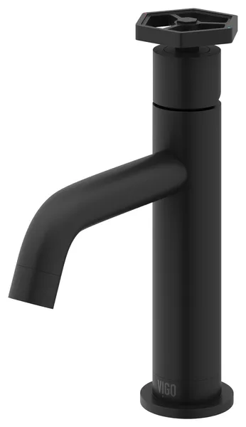 VIGO Ruxton 8" H Single Handle Single Hole Bathroom Faucet, Matte Black, Without Extras