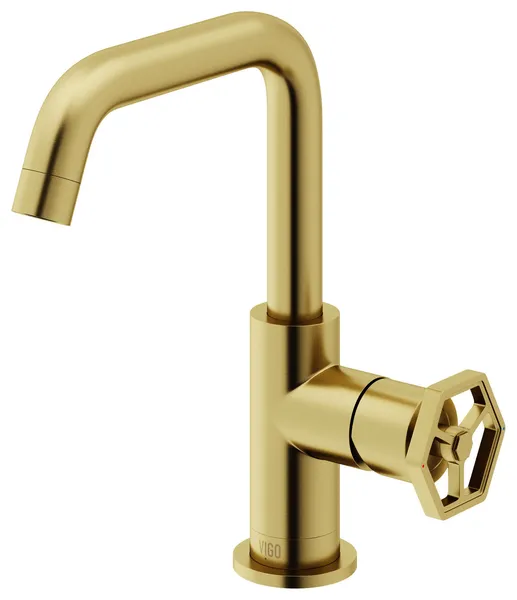 VIGO Ruxton 9" H Single Handle Single Hole Bathroom Faucet, Matte Brushed Gold, Without Extras