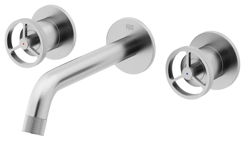 Vigo VG05007 Cass 1.2 GPM 3" H Double Handle Wall Mounted - Brushed Nickel