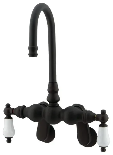 Vintage Tub Filler with High Arched Spout & Porcelain Lever Handles, Oil Rubbed Bronze