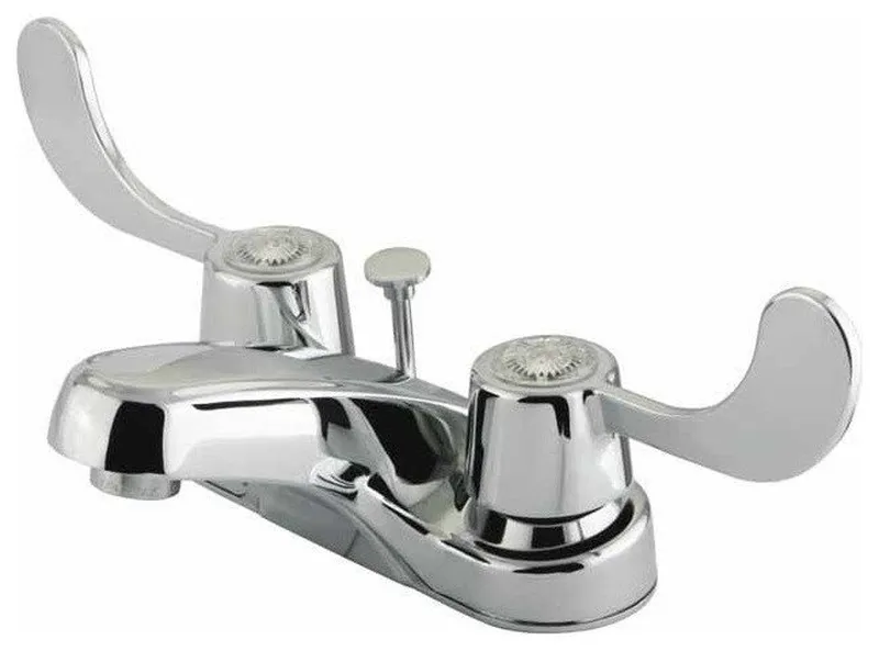 Vista Centerset Lavatory Faucet,Blade Handles, Brass Pop Up, Chrome