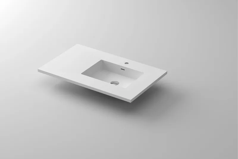 VIVA Stone 36" Right Sink Matte White - Solid Surface Countertop