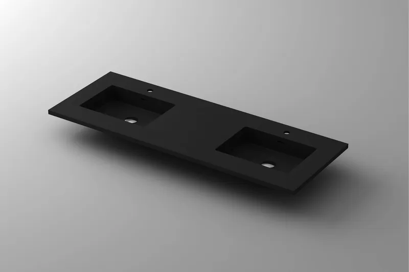 VIVA Stone 60" Double Sink Matte Black - Solid Surface Countertop