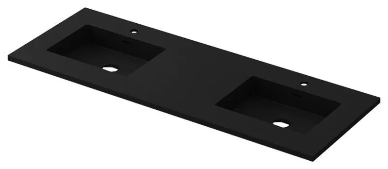 VIVA Stone 60" Double Sink Matte Black Solid Surface Countertop