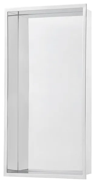 Voltaire 12"x24" Stainless Steel Single Shelf Wall Niche, Polished Chrome