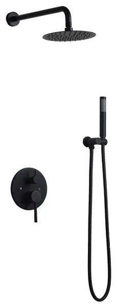 Wall Mount Rain Shower System, Handheld Shower Set Solid Brass, Matte Black, 10"
