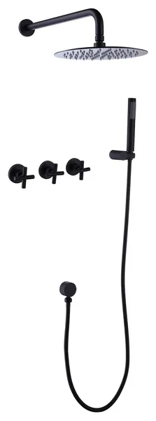 Wall Mount Shower Set with 10 Inches Shower Head and Handheld, Matte Black