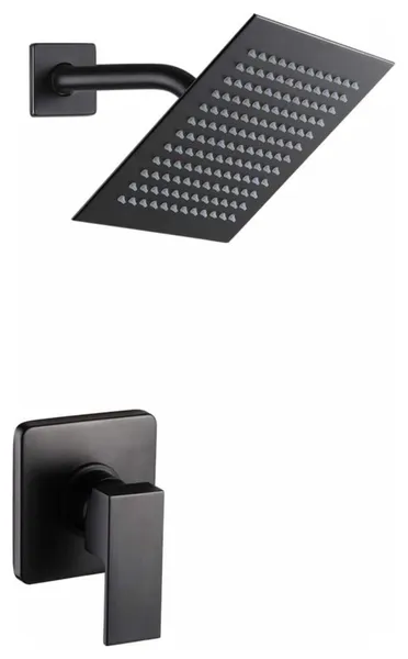Wall Mount Stainless Steel Shower Kit In Black Color