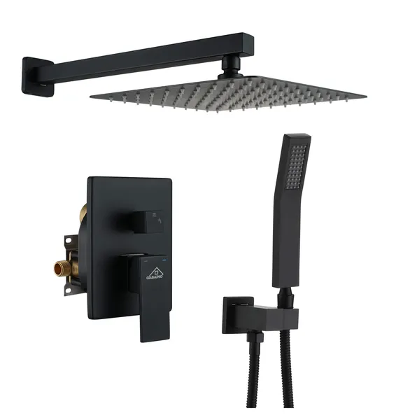 Wall-Mounted 10in Shower System with Handheld, Matte Black