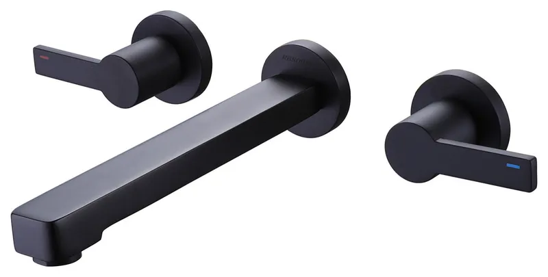 Wall Mounted Dual Handles Bathroom Sink Faucet