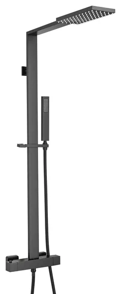 Wall mounted exposed installation shower system, Matte Black