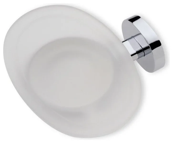 Wall Mounted Frosted Glass Soap Dish With Brass, Chrome