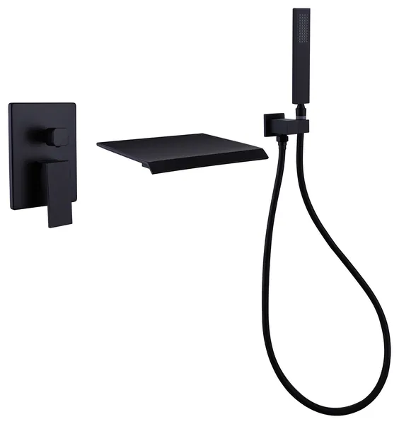 Wall Mounted Pressure Balance Waterfall Tub Spout with Handshower