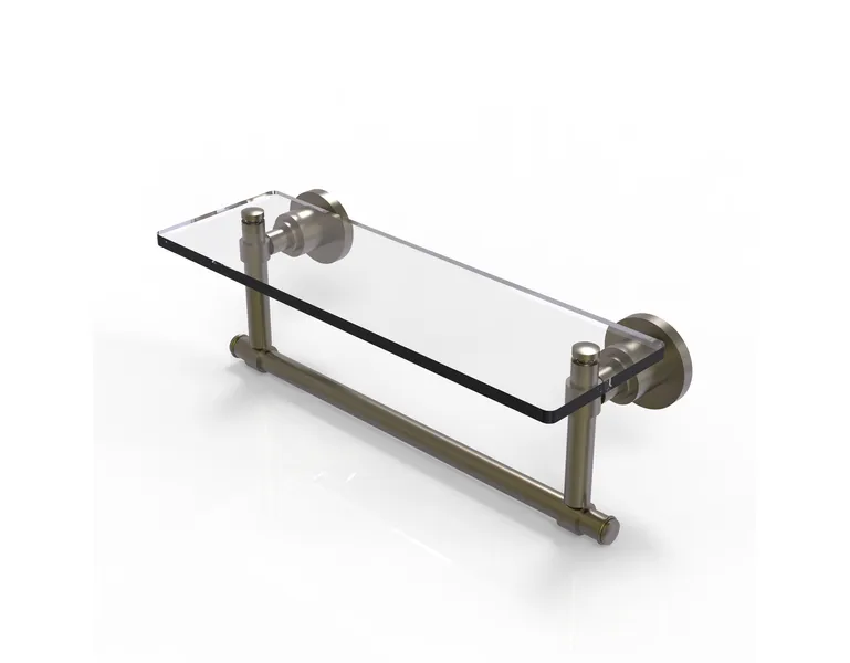 Washington Square 16"Glass Vanity Shelf With Integrated Towel Bar