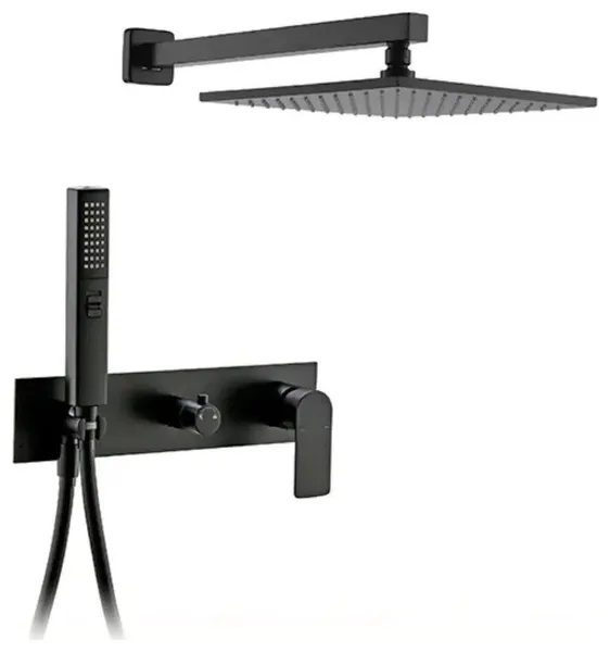 Wasser Complete Shower System With Handheld Sprayer, Matte Black, 10" Rain Show