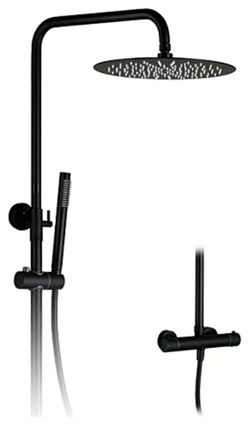 Wasser™ Matte Black Shower Faucet With Handheld Shower Head, 8" Showerhead
