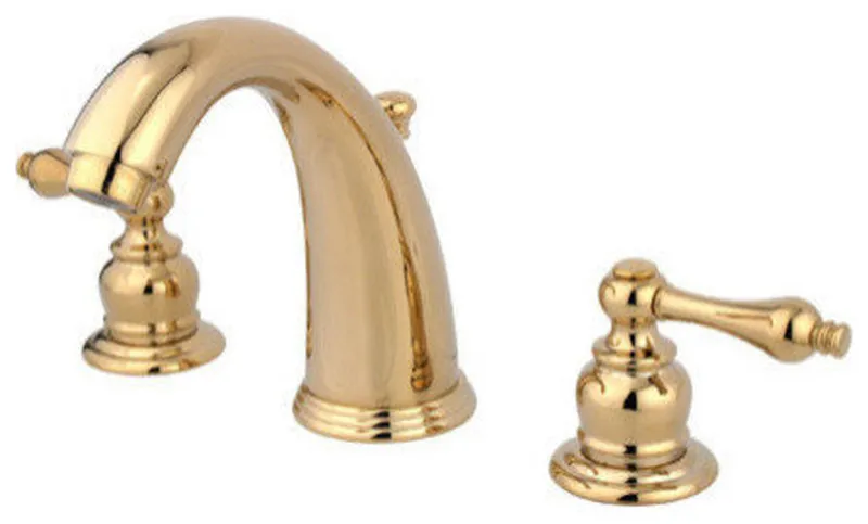 Water Saving Victorian Widespread Lavatory Faucet, Polished Brass