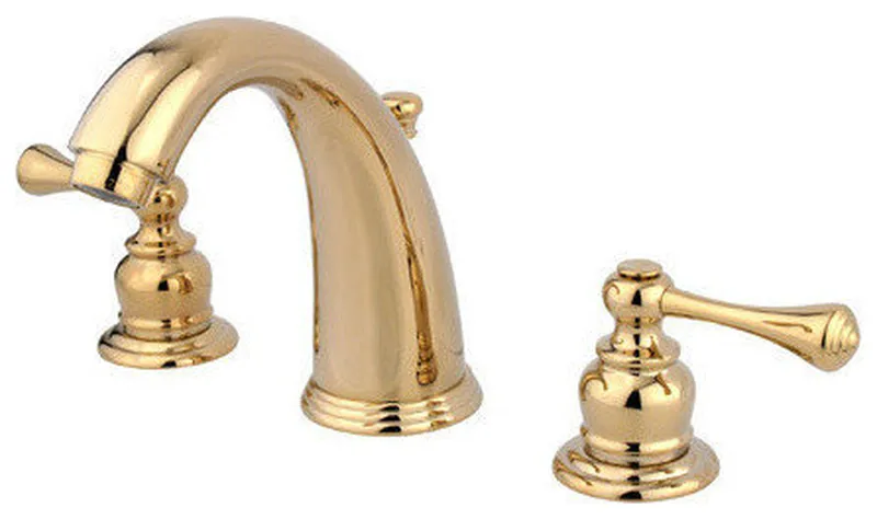 Water Saving Vintage Widespread Lavatory Faucet, Polished Brass