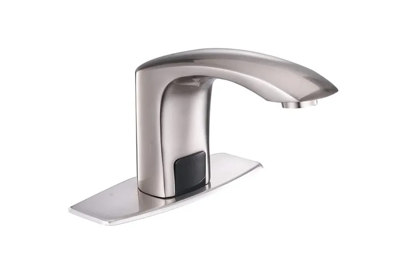 Waterfall Spout Bathroom Sink Faucet with Deck Plate, Brushed Nickel