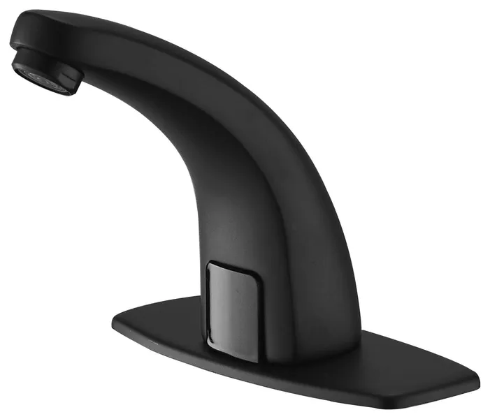 Waterfall Spout Bathroom Sink Faucet with Deck Plate, Matte Black