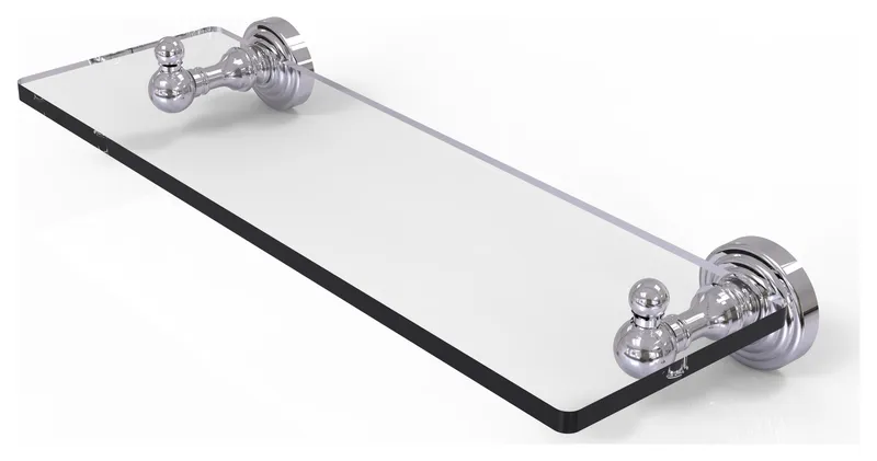 Waverly Place 16" Glass Vanity Shelf with Beveled Edges, Polished Chrome