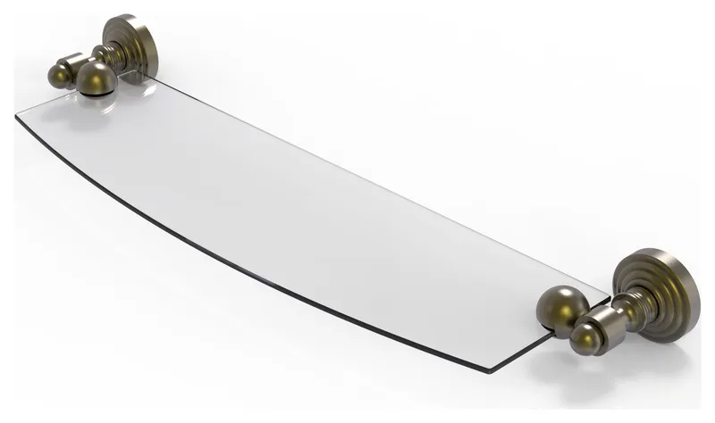 Waverly Place 18" Glass Shelf, Antique Brass