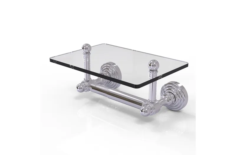 Waverly Place 2-Post Toilet Tissue Holder with Glass Shelf, Polished Chrome