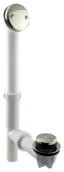 White 1.5" Tubular Tip Toe Bath Waste In Polished Nickel