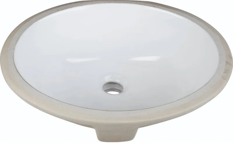 White 15" Oval Undermount Porcelain Bowl