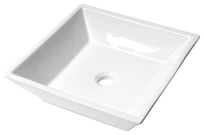 White 17" Square Above Mount Ceramic Sink