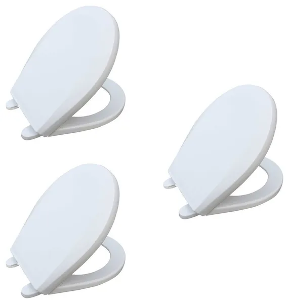 White Child Size Round Toilet Seat Easy Clean 12.3" x 10.3" W Pack of 3
