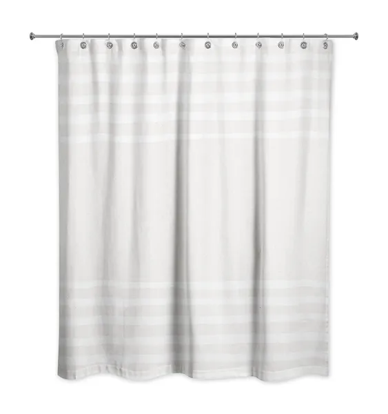 White Linen Stripes 71x74 Shower Curtain