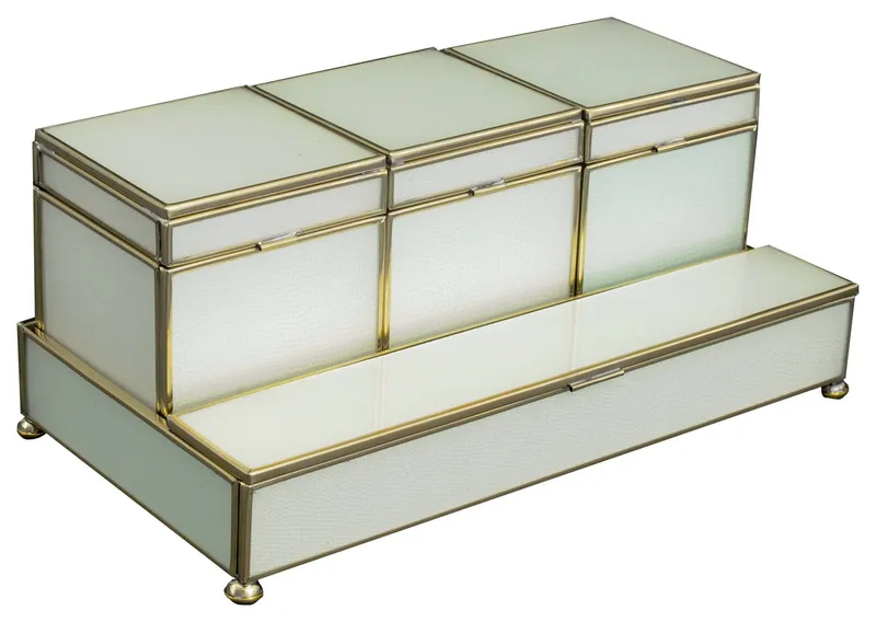 White Lizard Pattern 3-Box Vanity Set